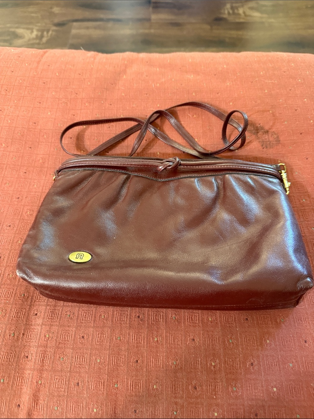 Etienne Aigner Burgundy Leather Crossbody Bag